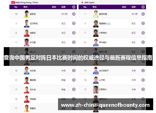 查询中国男足对阵日本比赛时间的权威途径与最新赛程信息指南